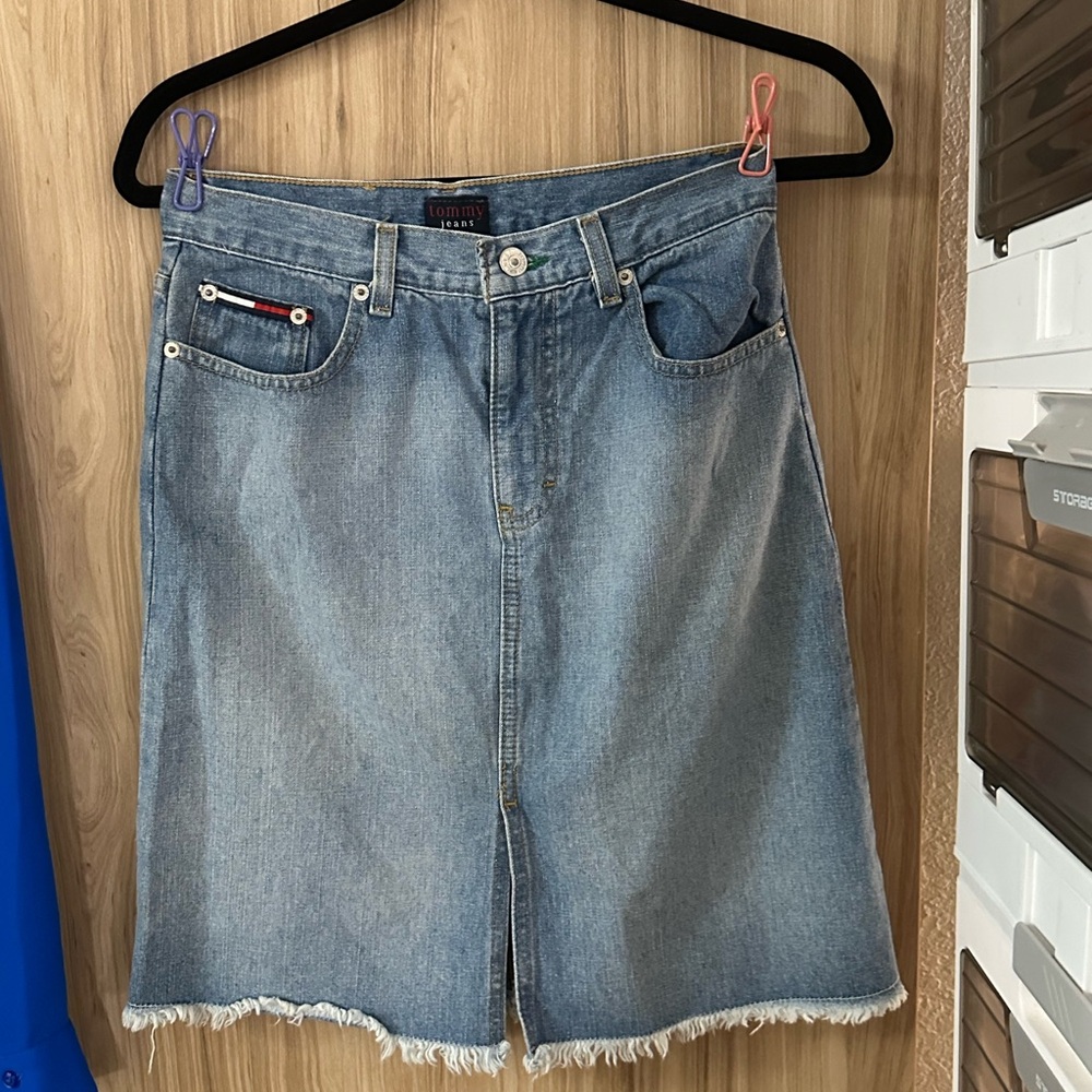 Tommy Hilfiger Light Blue A-Line Denim Skirt